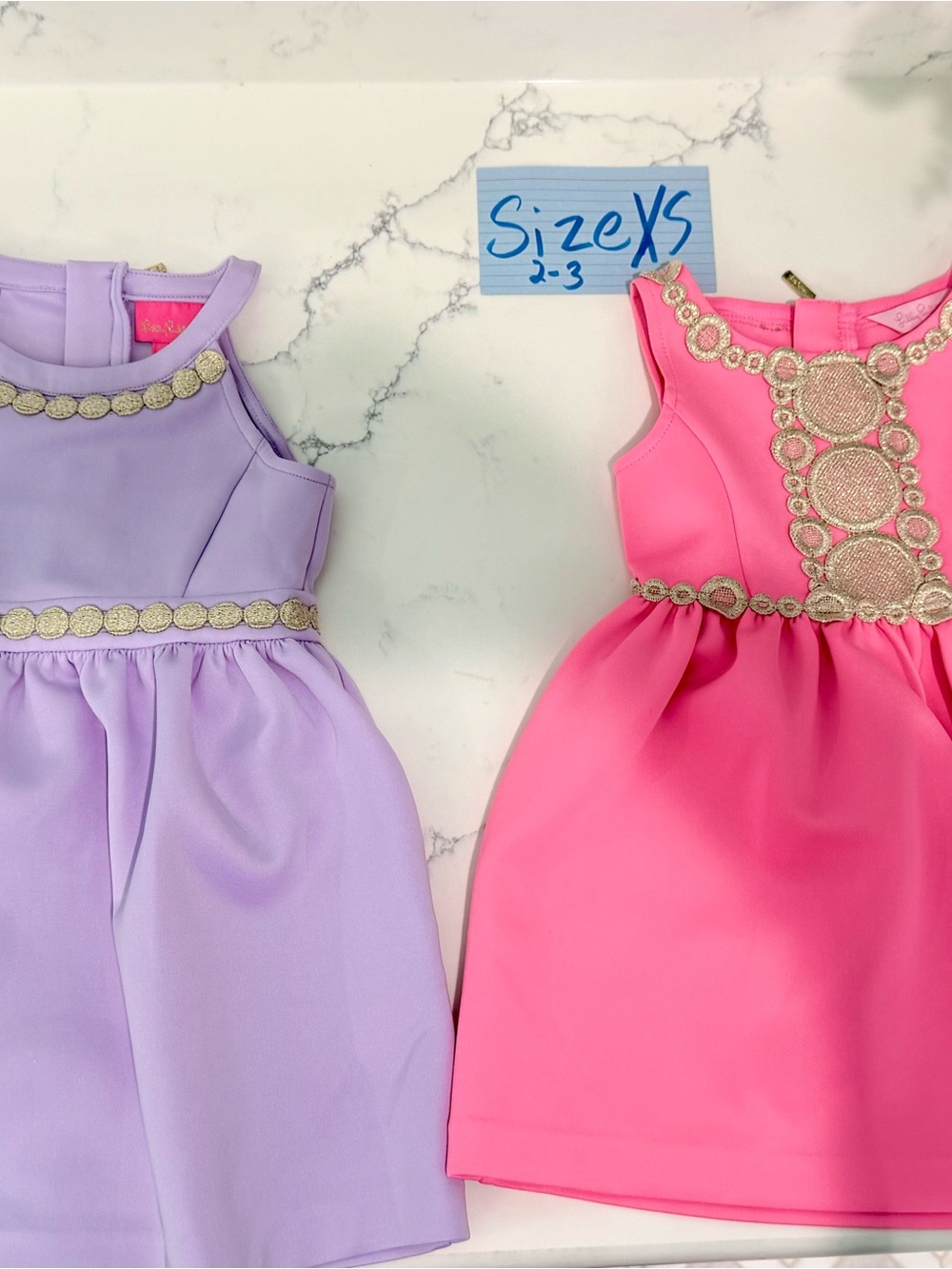 Lilly PulitzerGirls' Lavender and Hot Pink Party Dresses with Gold Trim XS (2-3)